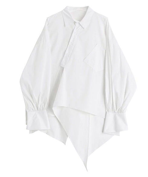 Asymmetric Hem Volume Sleeve Shirt